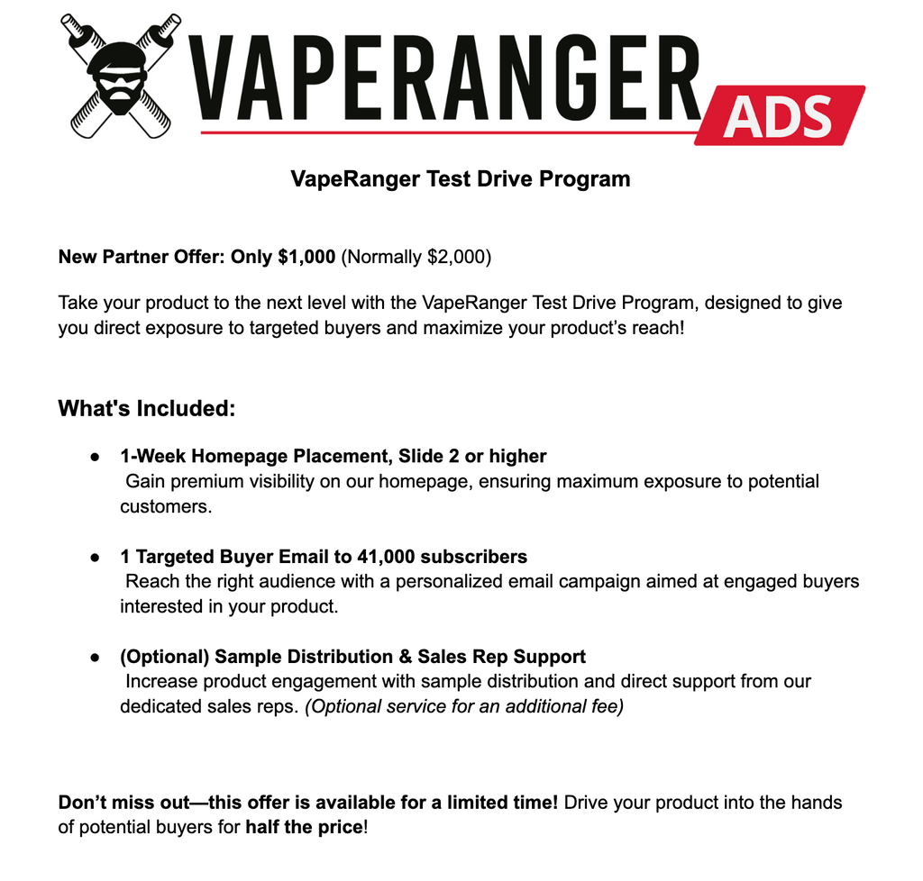 VapeRanger Test Drive Program