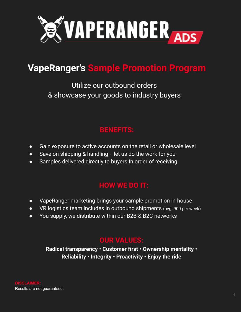 VR - Sample Program – Ads.VapeRanger.com